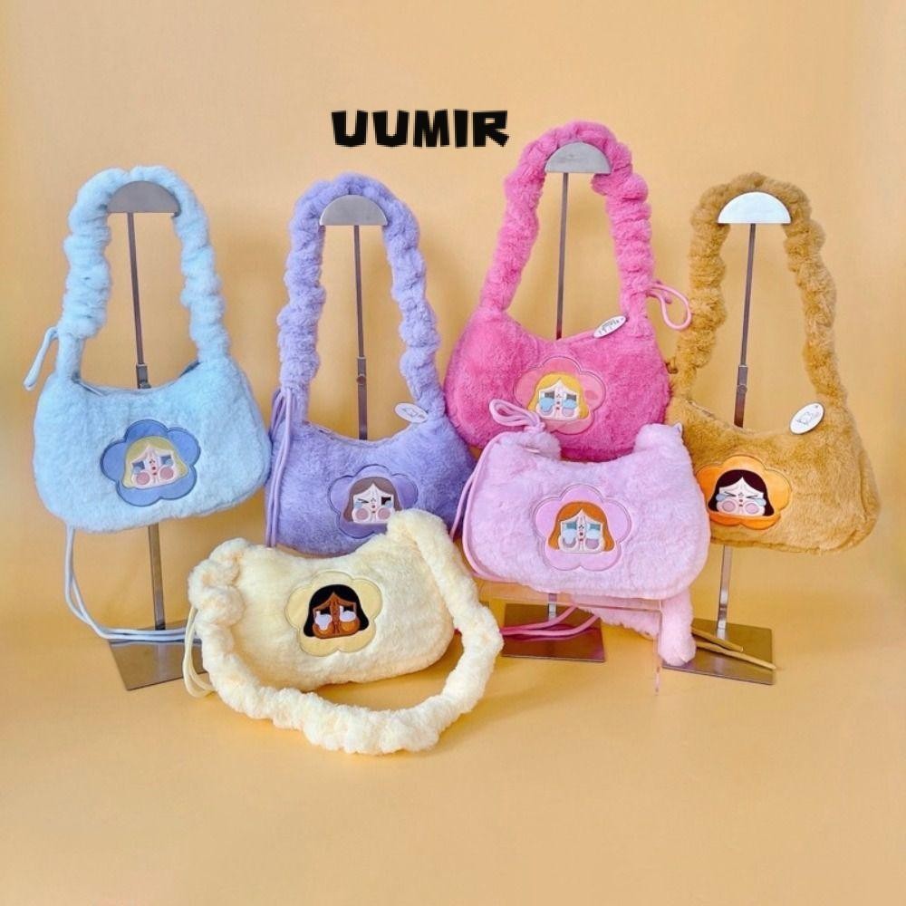 UUMIR กระเป๋าสะพาย POPMART The Powerpuff Girls Underarm Bag, Hot Sale Casual Trend Plush Handbag Lady