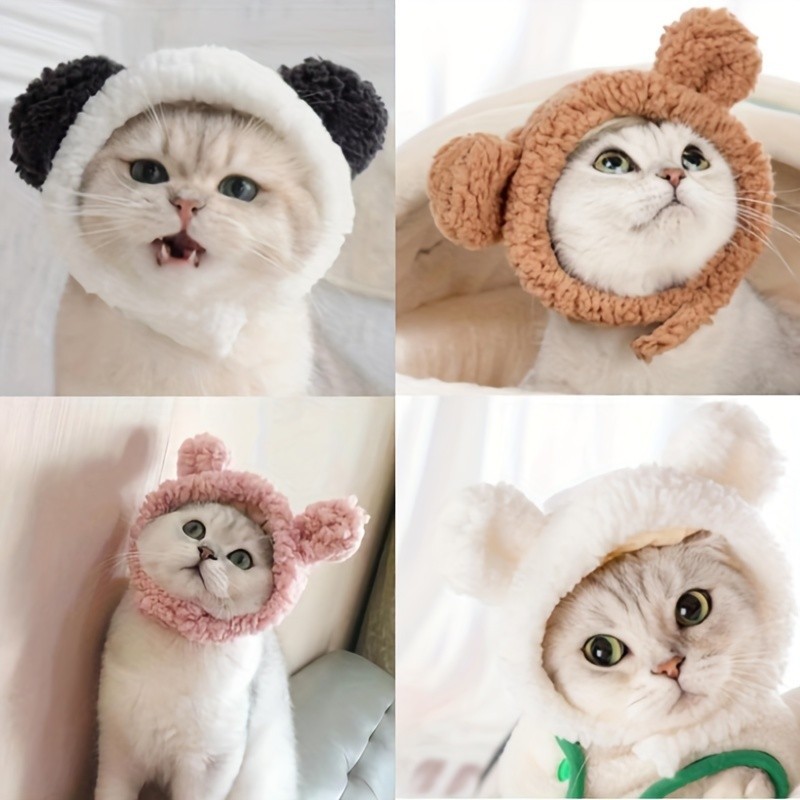 หมวกแมวน่ารักตุ๊กตาหัวแมวปกหมวกสุนัขขนาดเล็กที่อบอุ่นและเย็นป้องกัน