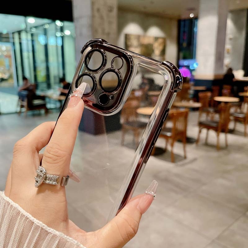 เคสโทรศัพท์สําหรับ iPhone 15 Pro Max Plus TPU เคสป้องกันการกระแทกแบบใสสําหรับ iPhone 14 13 Pro Max Plus ฝาหลัง
