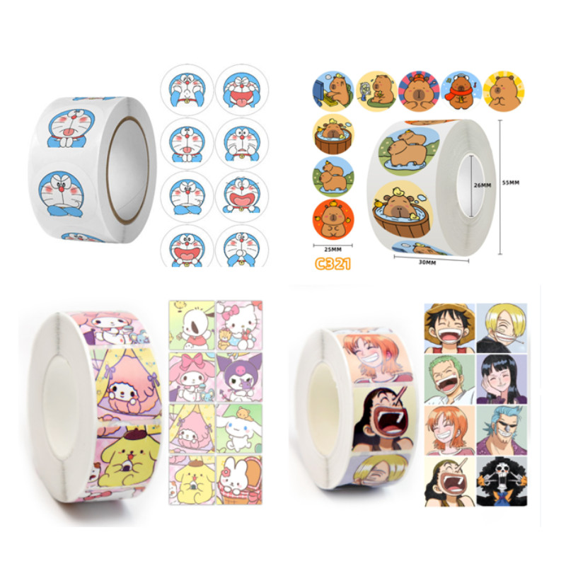 500ชิ้นสติกเกอร์การ์ตูน, Kuromi Melody, โดราเอมอน, One P iece luffey, capybara, สติกเกอร์สำหรับเด็กวัยรุ่นสาวผู้ใหญ่โทรศัพท์ขวดน้ำสเก็ตบอร์ดกีต้าร์ตกแต่งงานเลี้ยงวันเกิด