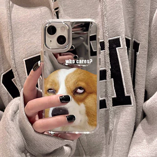 เคสโทรศัพท์มือถือแบบกระจกFor IPhone 11 13 Pro Max 17 14 Case ไอโฟน15 16 12เคสไอโฟนลายสุนัข/แมวกรณีโทรศัพท์มือถือชุบกระจก