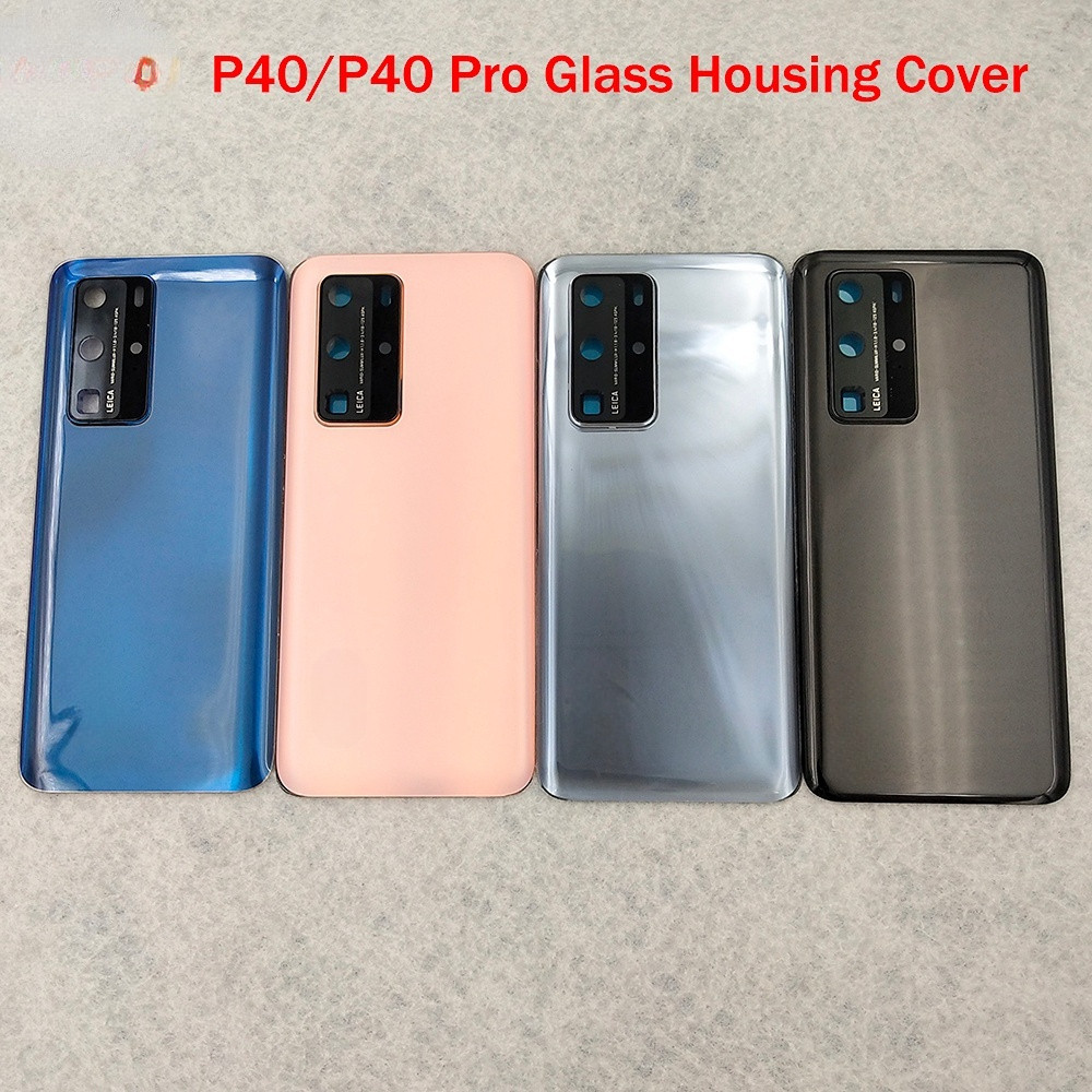 1x Huawei P40 Pro ฝาครอบแบตเตอรี่แผงกระจกด้านหลังสําหรับ P40pro P 40 ฝาหลังแบตเตอรี่ประตูพร้อมกรอบเลนส์กล้อง