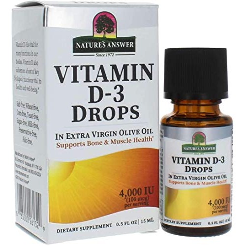 คําตอบของธรรมชาติ วิตามิน D-3 หยดน้ํามันมะกอกบริสุทธิ์ - 4000 IU, 0.5 ออนซ์ สุขภาพกระดูกและภูมิคุ้มก