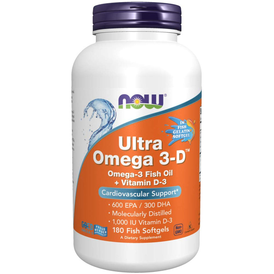Now อาหารเสริม Ultra Omega 3-D Omega-3 น้ํามันปลา + วิตามินดี-3 180 ซอฟท์เจล