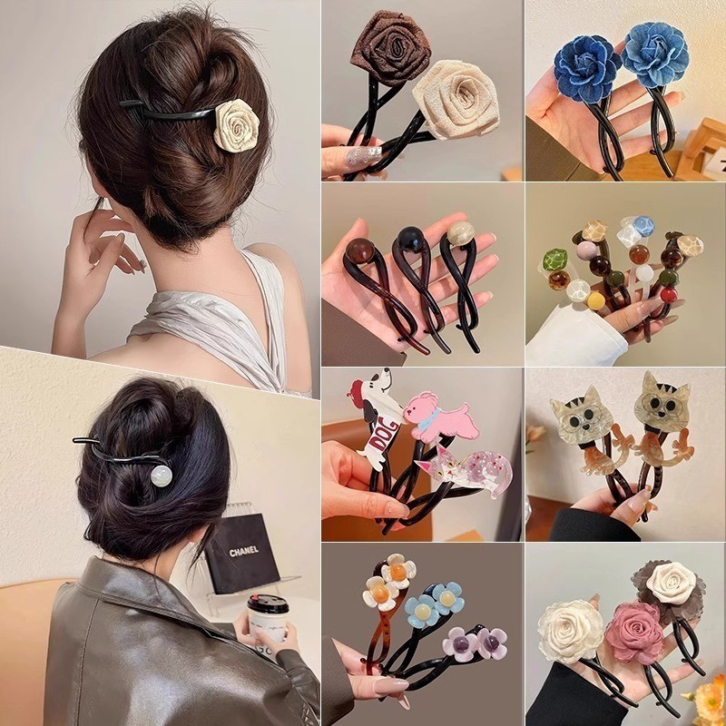 คลิปคําเดียวมุกดอกไม้ผู้หญิง 2024 กิ๊บติดผมบิดระดับไฮเอนด์ใหม่คลิปฉลามเครื่องประดับผมเกาหลี