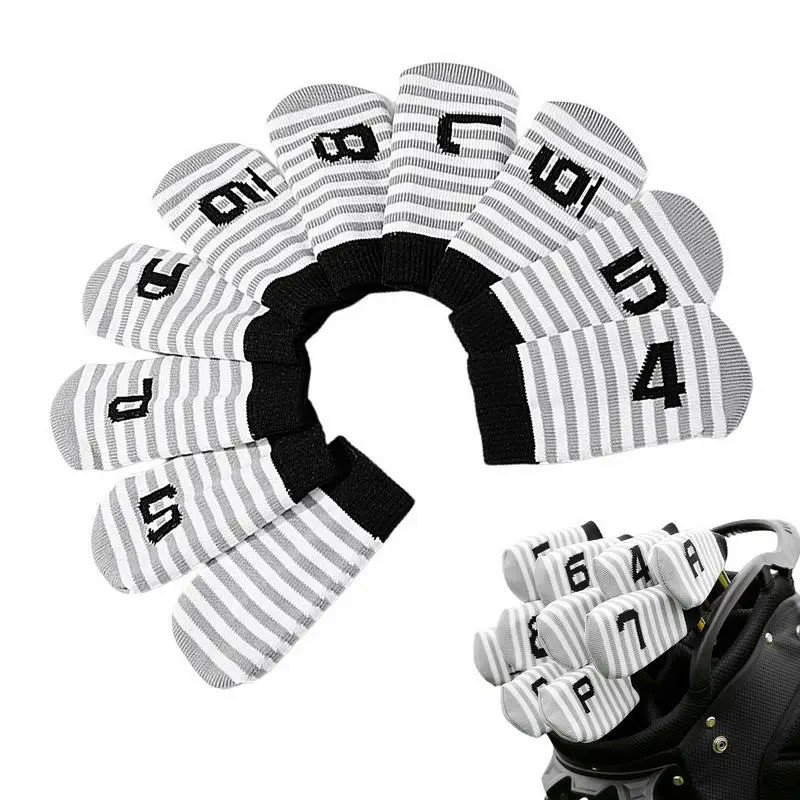 Golf Iron Head Covers 10Pcs Golf Iron Headcovers Knitted Socks Shape Golf Iron Covers Golf Club Head