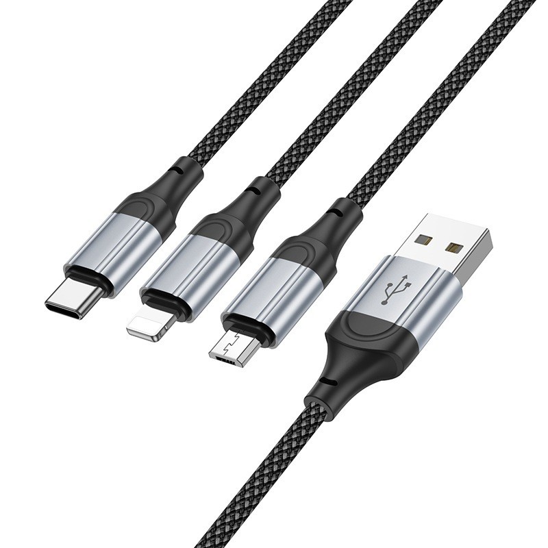 HOCO X102 สายชาร์จ 3 หัว 3in1 Micro + Type-C + iOS จ่ายไฟ 2.4a / iOS 2.4A / สายชาร์จเร็ว PD 27W  ยาว 1 เมตร สายชาร์จ hc1 ราคา ถูกที่สุด ดีลบีเคเค แกลเลอรีภาพที่ 3
