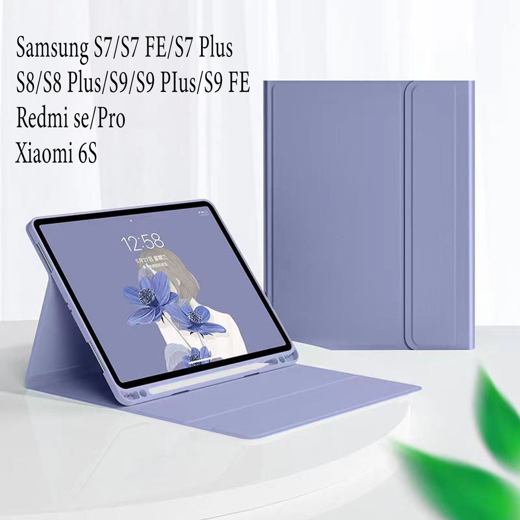 เคสคีย์บอร์ด สำหรับ Samsung Tab S7 S8 S7 FE S7 Plus S8 Plus S9 S9 FE S9 Plus S9 FE Plus ไม่มีแป้นพิมพ์ มีช่องใส่ปากกา