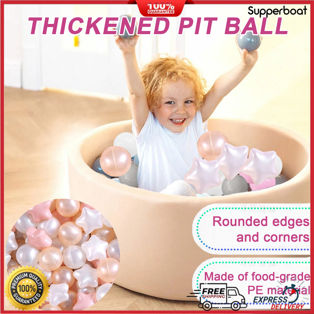 [COD] 100 ชิ้น/เซ็ตที่มีสีสัน Pit Ball รอบ Star หนา PE Crush Proof BPA Phathlate ฟรีปลอดภัยในร่มกลางแจ้งเด็กทารกเด็กวัยหัดเดิน