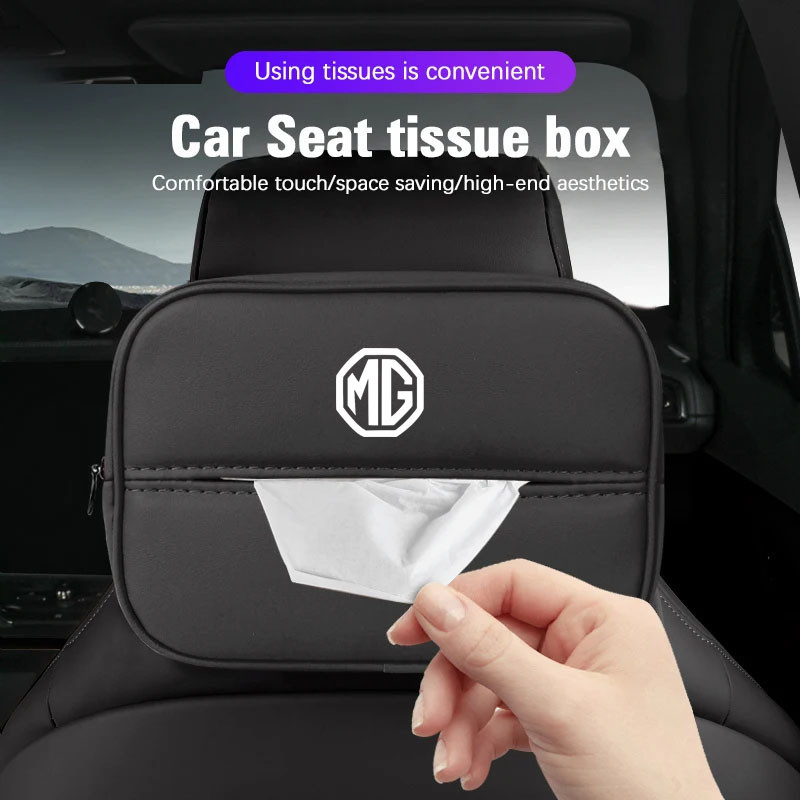 Mg รถ PU หนังกล่องกระดาษทิชชูรถ Sun Visor ที่นั่งกลับถุงกระดาษทิชชูสําหรับ HS ZS EP MG5 MG3 MG4 EV 4 5 6 GM Mulan VS HEV Extender อุปกรณ์เสริม