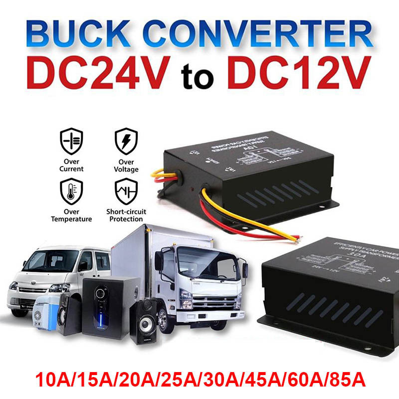 แหล่งจ่ายไฟรถยนต์ Step-Down Transformer 24V ถึง 12V Converter 10A 15A 20A 30A เอาต์พุตหน่วยความจํา High To Low Inverter