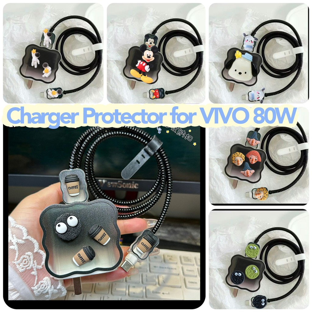 Vivo 80W Charger Protector vivo V27e Charger Case รุ่น V8073L0A0 สีดําสําหรับผู้ชาย Android Type C C