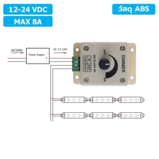 DIM8A สวิตช์หรี่ไฟ 12-24VDC 8A วัสดุ ABS Dimmer switch LED Strip Light plastic สวิทช์ดิมเมอร์ ปรับแสงสว่าง แบบวัสดุ A...