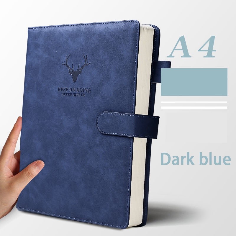 MP88 Notebook Leather Cover Magnetic Buckle A4 Tl4 สีน้ําเงินเข้ม Or-I Tlevino
