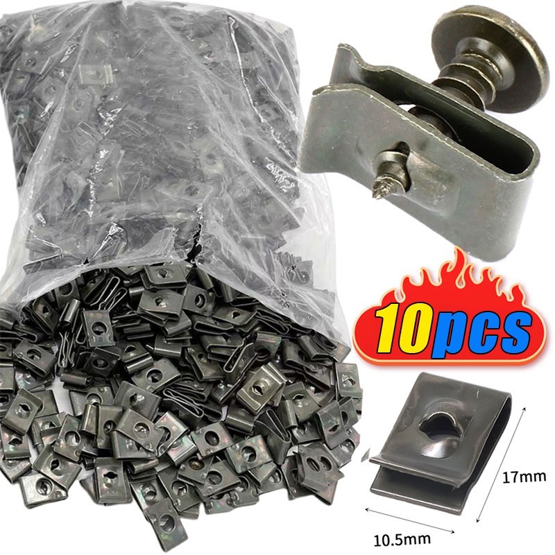 10 ชิ้นรถรถจักรยานยนต์โลหะสกรูหัวเข็มขัด / Auto Self Tapping Fastener คลิปแผ่นเหล็ก / U-Type Anti-rust Protection Clamp