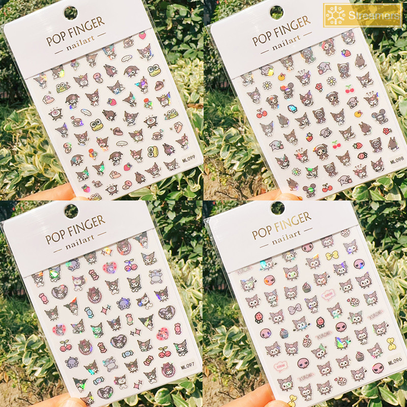 {Streamers} การ์ตูน Sanrio Nail Art สติกเกอร์ Kuromi Melody สติ๊กเกอร์ติดเล็บตกแต่งเล็บ Mickey Donald Duck 3D สติกเกอร์สําหรับเล็บใหม่