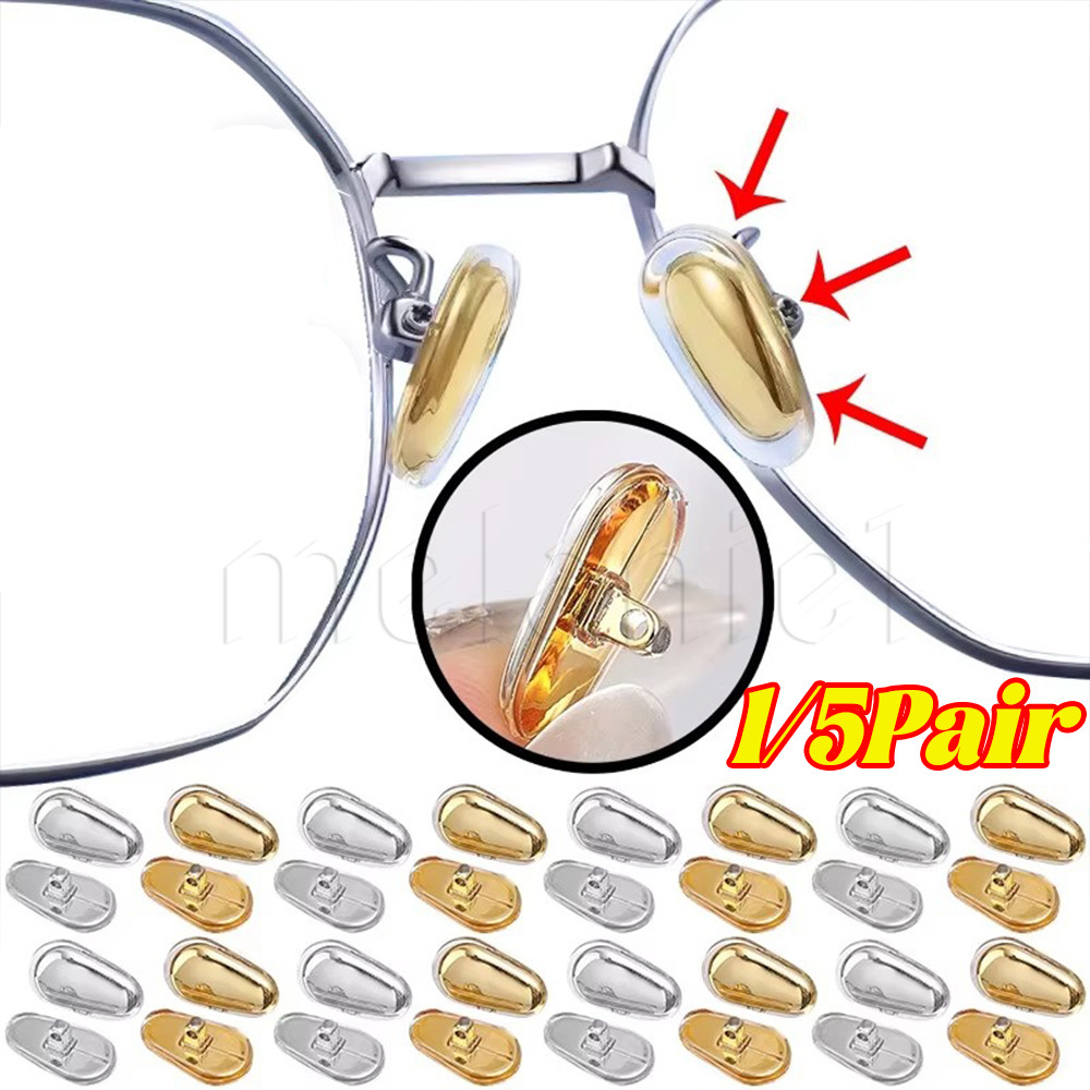 แป้นจมูกเบาะลมทรงรี - ​กันลื่น, ป้องกันการหล่น, ถอดออกได้-เปลี่ยนแว่นตายึด-โลหะซิลิโคนแว่นตาแผ่นจมูก-แว่นตาอุปกรณ์ซ่อม