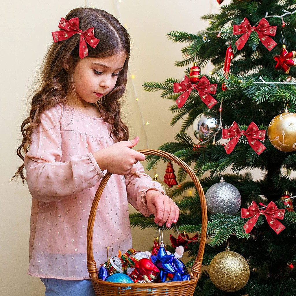 คริสต์มาส ทําเอง บรรจุภัณฑ์ริบบิ้นพิมพ์ โกรสเกรน เด็กของขวัญตกแต่งงานแต่งงาน 25 มม. โบว์ติดผม - รูปที่ 3