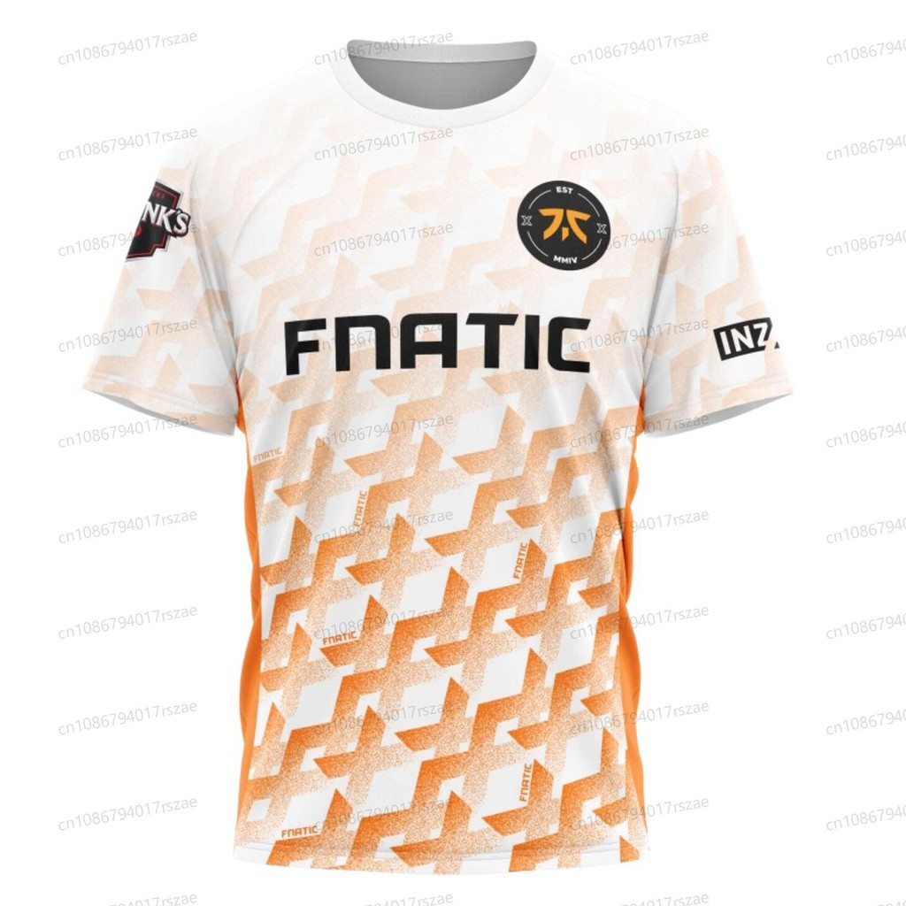 Fnatic Esports Team Uniform Jersey 2024 ฤดูร้อนผู้ชาย 3D พิมพ์เสื้อยืดระบายอากาศ