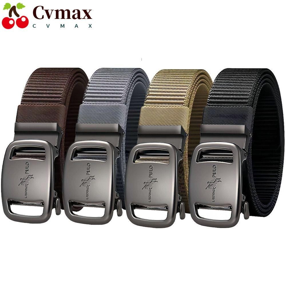 Cvmax เข็มขัดหัวเข็มขัดอัตโนมัติ, เข็มขัดถักไนลอนแบรนด์หรูสไตล์ป่าเรียบง่าย, สายผ้าใบลําลองสําหรับธุรกิจ