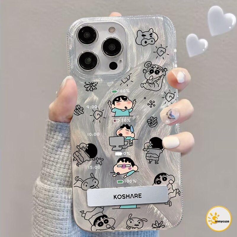 เคสนิ่มใส่บัตรลายขนนกน่ารักของเครยอนชินจัง เข้ากันได้กับ IPhone XR 7 8 Plus 13 14 15 12 11 Pro Max X 15 13 Pro XS MAX SE