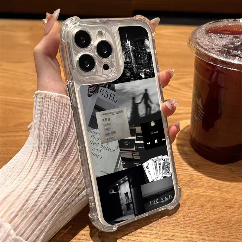MAX เคสโทรศัพท์มือถือแบบใส กันกระแทก ชิ้นส่วนของชีวิตลายการ์ตูน for 7 Plus X/XR 11/13/12/14/15 Plus เคสโทรศัพท์
