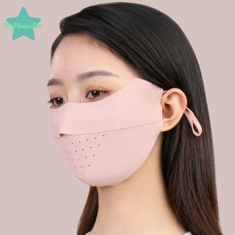 [BigHouseSea] หน้ากากผ้าไหมน้ําแข็งไม่มีรอยต่อฤดูร้อนสําหรับผู้หญิง Anti-Uv บาง Breathable Full Face Sunshade หน้ากากป้องกันดวงตาบางสไตล์ใหม่