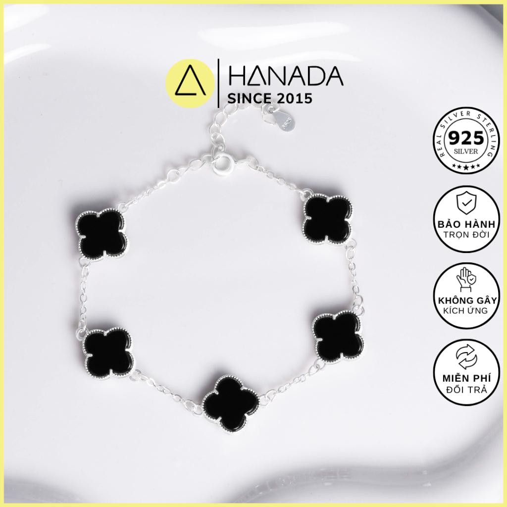[รับประกันตลอดอายุการใช้งาน] สร้อยข้อมือ HANADA SILVER 925 Lucky Four Leaf Clover Simple Smooth Wear