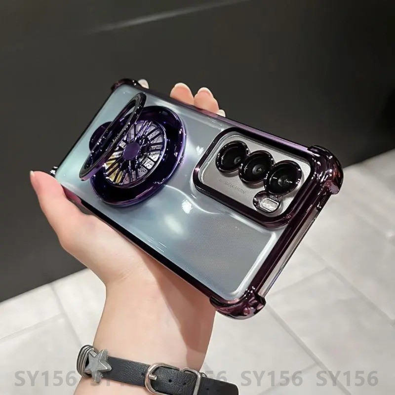 เคส oppo Reno 12 13 11 10 Pro 13F Reno12Pro Reno11Pro 11F 12F 8Z 7Z 8 6 5 5G เคส โทรศัพท์กรณีแม่เหล็กผู้ถือกล้องProtector Clear Glitterหรูหราแฟชั่นความงามกันกระแทกปลอก
