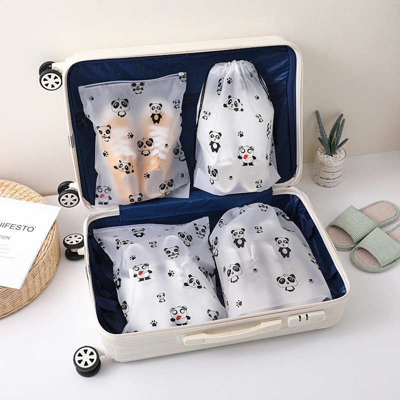 [กันน้ำ] drawstring BAG Storage Organizer transparent Matte Storage BAG Travel cosmetic toiletries