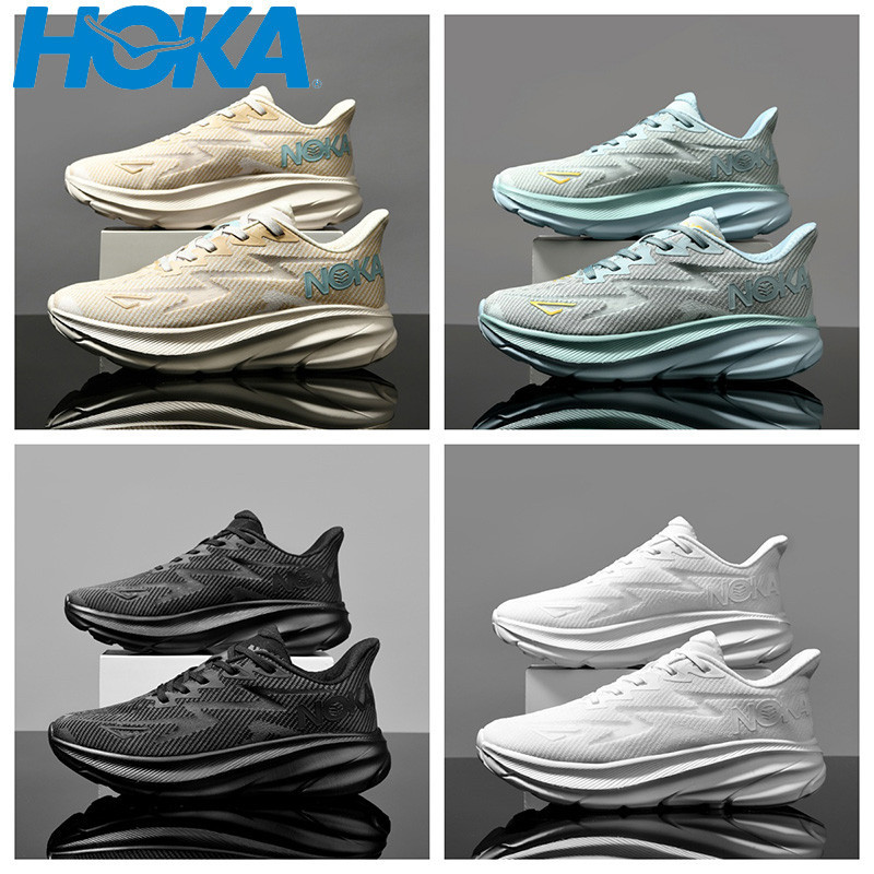 (ไซส์ 39-45) พร้อมสต็อก Hoka oneone Clifton 9 รองเท้าผ้าใบผู้ชายพลัสไซส์รองเท้าวิ่งระบายอากาศ