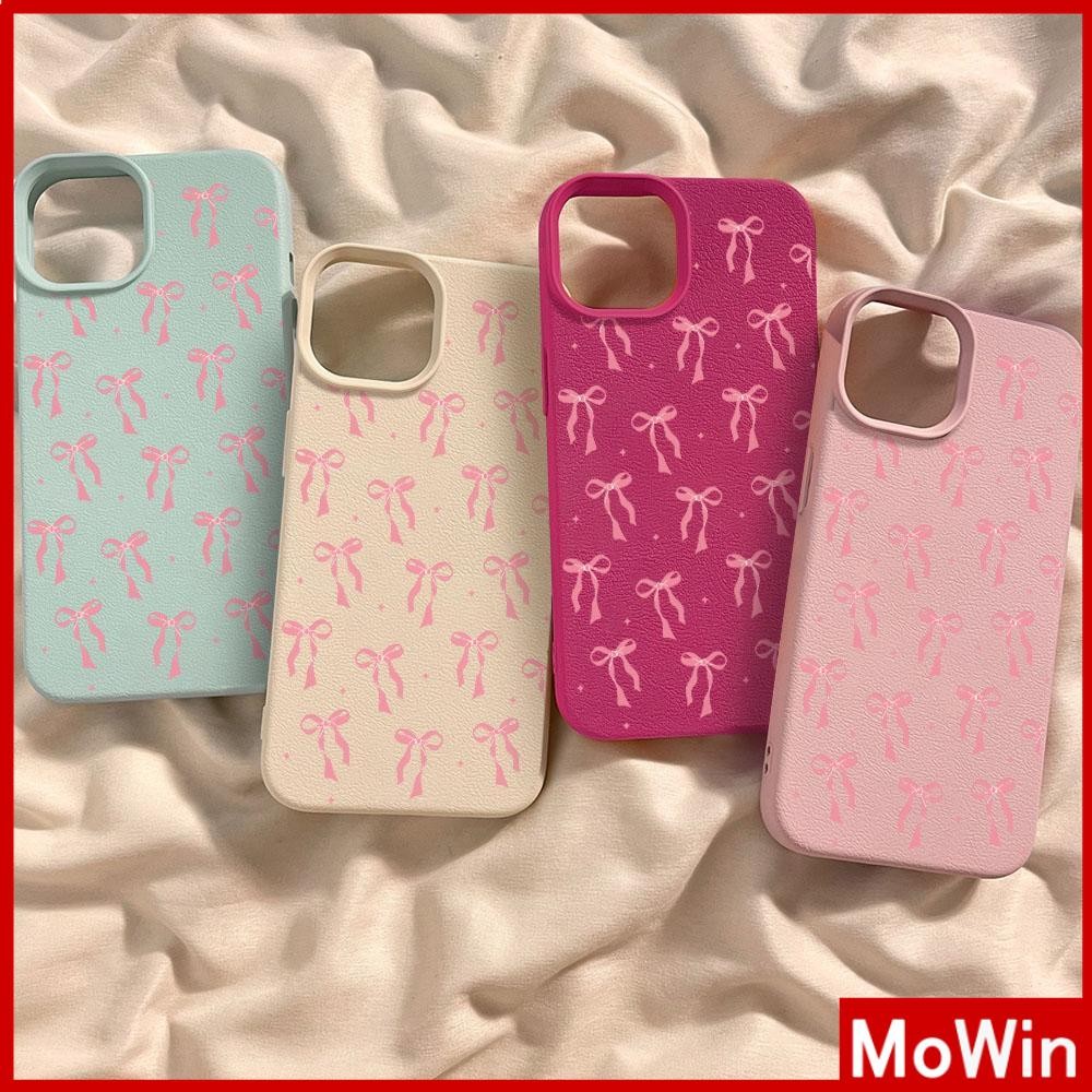 Movin - เคสหนัง iPhone 16 Pro Max iPhone 11 เคสนิ่ม TPU สีลูกกวาด สำหรับ โบว์สวยน่ารัก Compatible With iPhone15 Pro max 14 13 12 Pro max XS XR 7 Plus 8 Plus