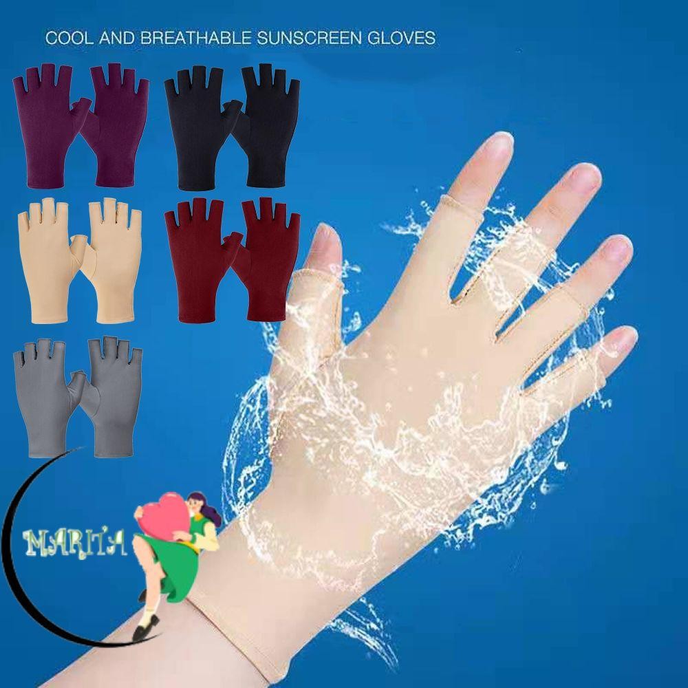 Marita ถุงมือครึ่งนิ้ว กันแดดสั้นบางแน่น