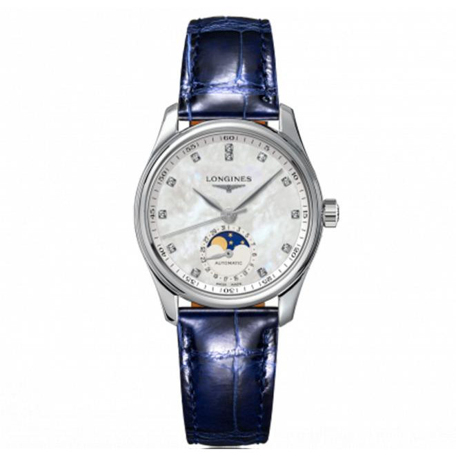 Longines Longines Longines Master Series Moon Phase Ladies Mechanical Watch นาฬิกาผู้หญิง L2.409.4.7