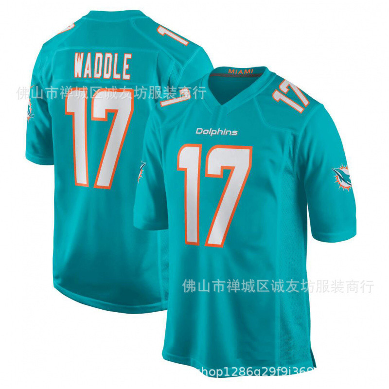 เสื้อรักบี้ NFL Dolphins 17 Green Dolphins Jaylen Waddle Jersey