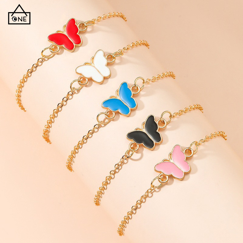 COD สร้อยข้อมือผีเสื้อหลากสีเรียบง่ายแฟชั่นปรับได้ละเอียดอ่อนเครื่องประดับสำหรับผู้หญิง-a.one
