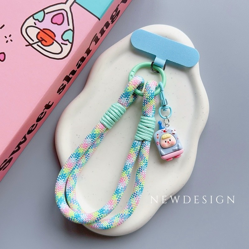 สายโทรศัพท์การ์ตูนเกาหลี Anti-loss Hand สร้อยข้อมือโซ่ Coloful เชือก Lanyard