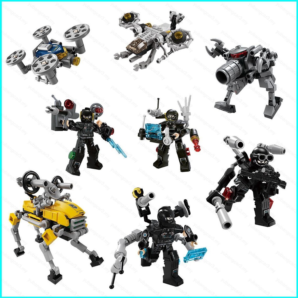 By Robo-SWAT Building Blocks Drone flying machine mechanical dog mecha walle ตุ๊กตาของเล่นสําหรับเด็