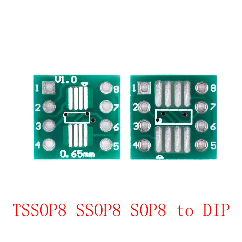 10pcs SMD ถึง DIP Pin อะแดปเตอร์ TSSOP8 SSOP8 SOP8 to DIP8 PCB SOP-8 SOP Transfer Board IC Test แผ่น 2.54 มม.0.65 มม.1.27 มม.Pitch