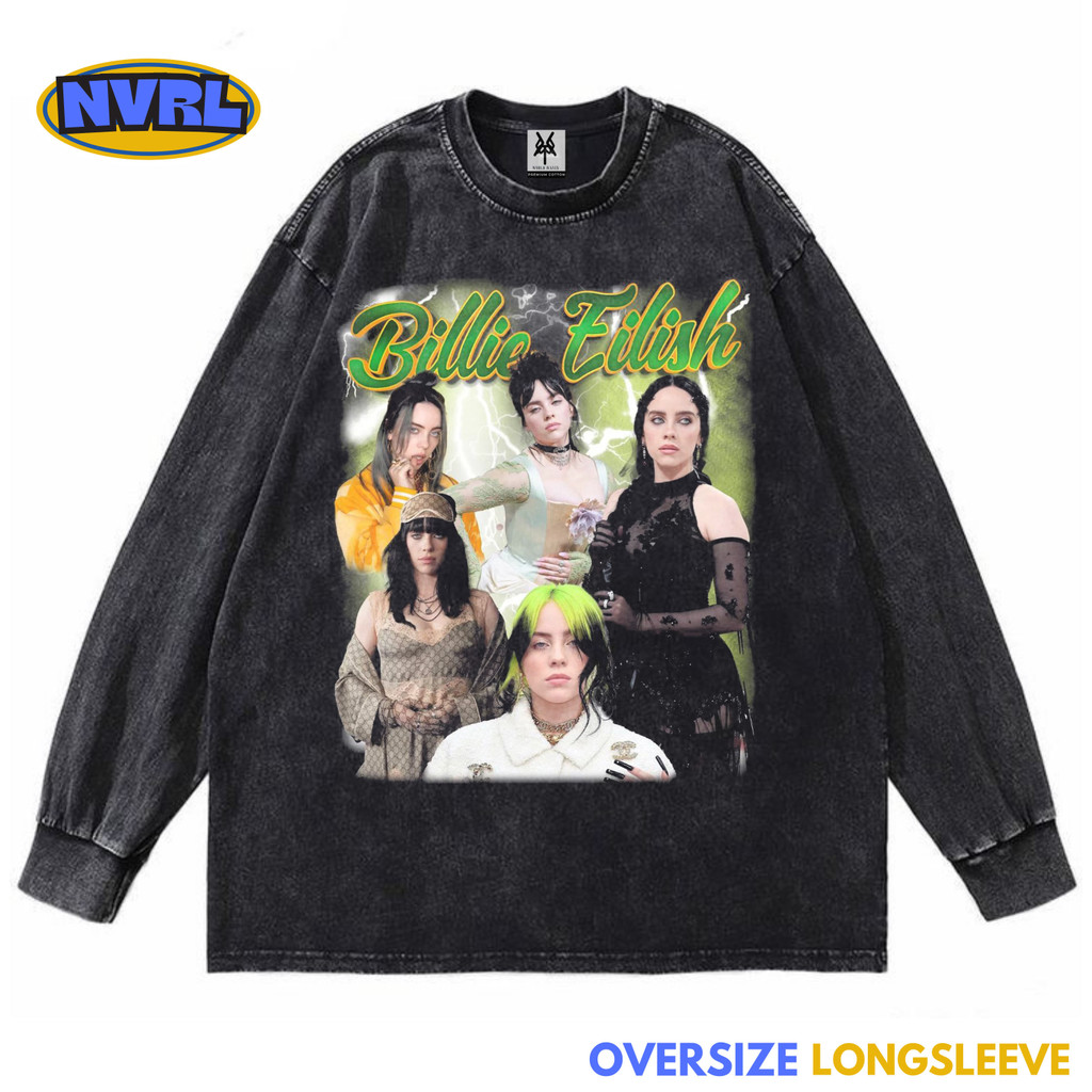 Billie eilish bootleg Wash เสื้อยืดวินเทจโอเวอร์ไซส์เสื้อยืดแขนยาว