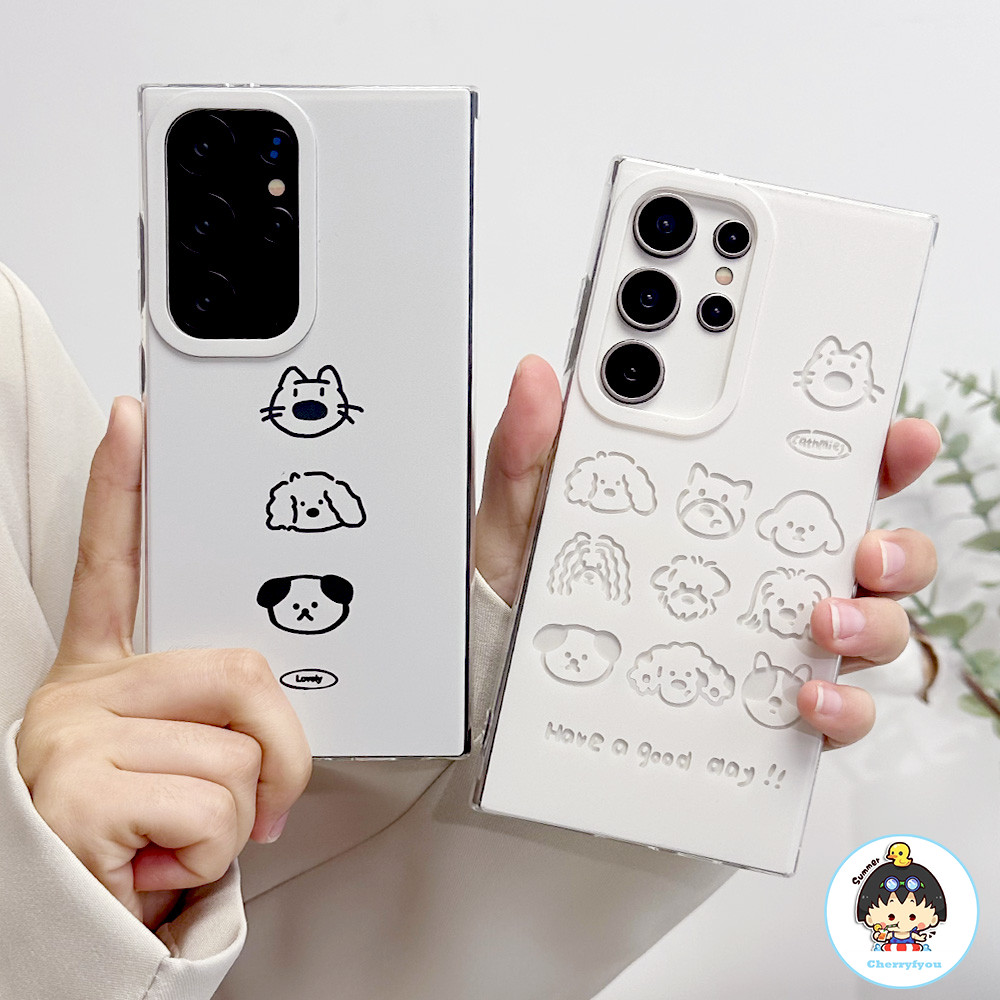 SAMSUNG น่ารักเต็มหน้าจอลูกสุนัขแมวเคสโทรศัพท์สําหรับsamsung S24 S23 S22 Ultra Plus A14 A54 A12 A13-4G A21S A23-5G A53-5Gสกปรกกันกระแทกนุ่มTPUปกหลัง