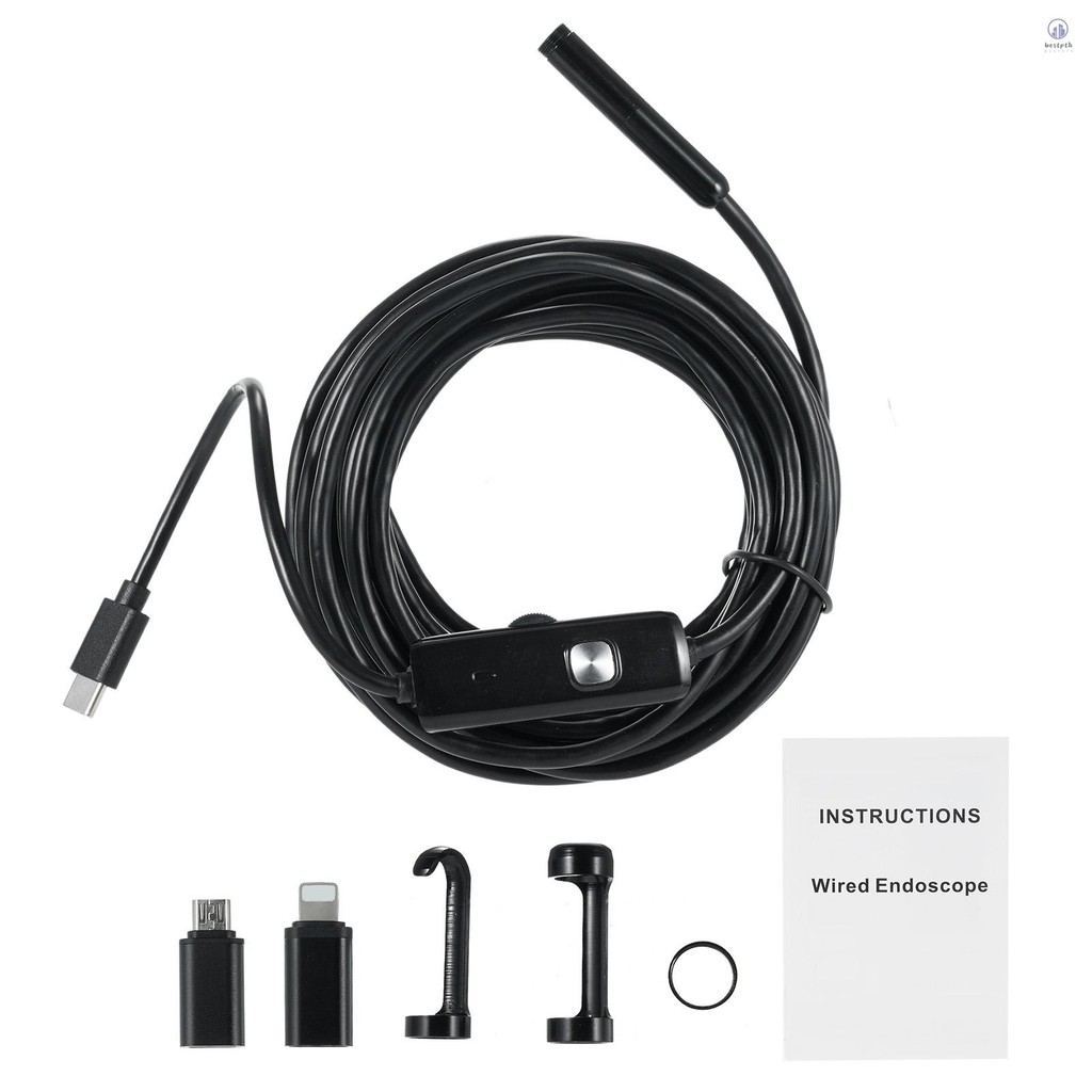 Dual Lens Borescope Endoscope กล้องสําหรับ iOS Android 1920P IP68 กล้องตรวจสอบกันน้ํา 3.28FT กล้องงูกึ่งแข็ง 8 + 1 ไฟ LED ปรับ