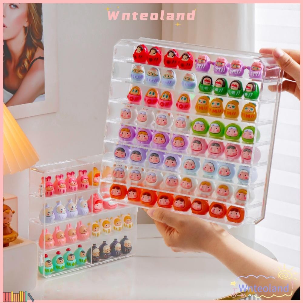 Wnteoland ตู้โชว์กล่อง Pop Mart, จอแสดงผลตัวเลขชุดโรงรถโปร่งใสกันฝุ่น, 2024 ตู้โชว์ตุ๊กตาแบบถอดได้รุ่น