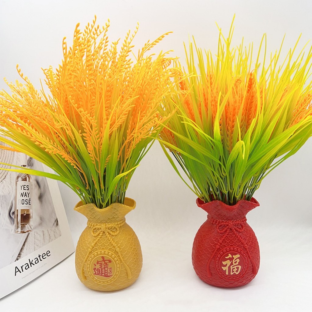ต้นข้าวปลอม 7 ส้อม รวงข้าวสาลี สำหรับตกแต่งบ้านเสริมศิริมงคล สวย - รูปที่ 6