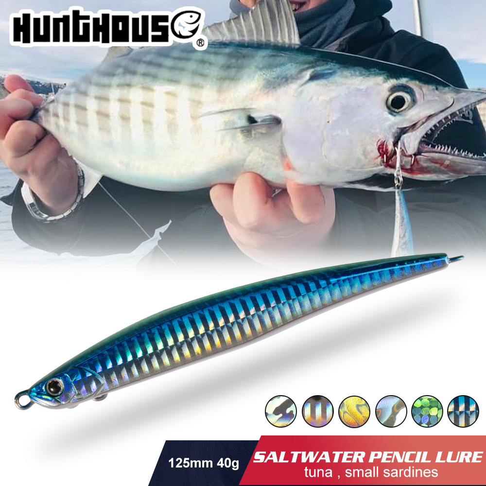 Hunthouse ดินสอตกปลา Lure Sinking 125 มม./40g 175 มม./50g Hard เหยื่อ Heavy Wobbler น้ําเค็ม Seabass สําหรับ Pike ปลาเทราท์ Tackle