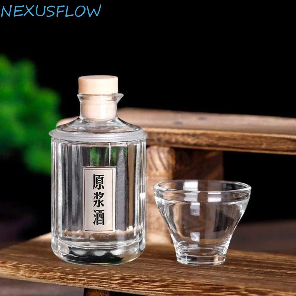 Nexusflow ขวดเหล้าไวน์, ขวดเหล้าวิสกี้ขนาดเล็กน่ารัก, ง่ายต่อการพกพาแก้วคลาสสิกขวดไวน์ใส Bourbon