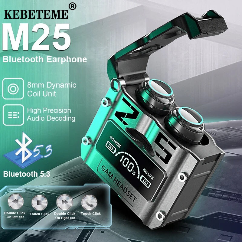 TWS M25 Fone หูฟังบลูทูธหูฟังไร้สายบลูทูธหูฟังตัดเสียงรบกวนพร้อมหูฟังไมโครโฟนสำหรับ