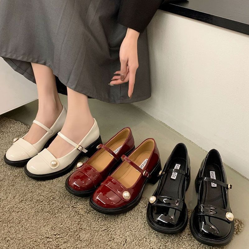 รองเท้าแมรี่เจนสไตล์อังกฤษ พื้นหนา หัวมน มี 3 สี สไตล์วิทยาลัยญี่ปุ่น