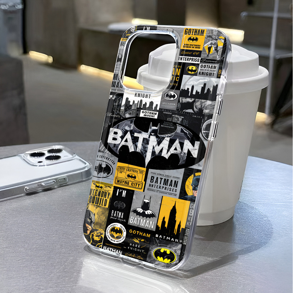 โปร่งใสสําหรับ iphone 16 pro Max 11 15promax 14 13 12 7Plus X XS Max 8 7 แฟชั่น BAT MAN กันกระแทก