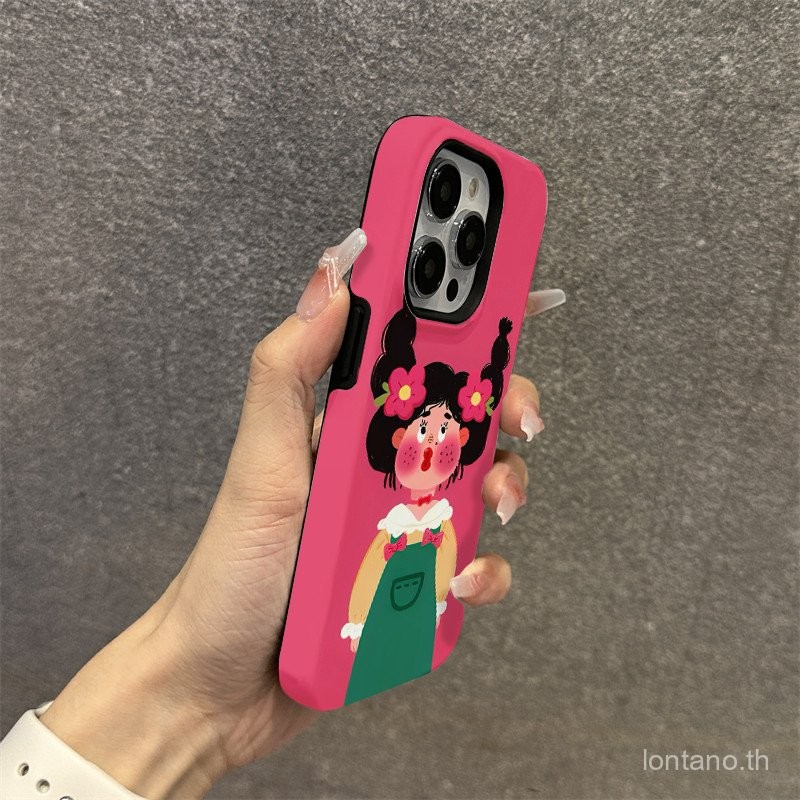 การ์ตูนทูอินวันน่ารักสนุกถักเปียสาวสำหรับ iphone16 PROMAX 7plus XR กันกระแทก11 12 13กันกระแทก14 15ทนต่อการสึกหรอ11promax ทนต่อสิ่งสกปรก14Pro 15Pro 15PLUS สร้างสรรค์14PROMAX 15PROMAX ป้องกันโทรศัพท์0hsb